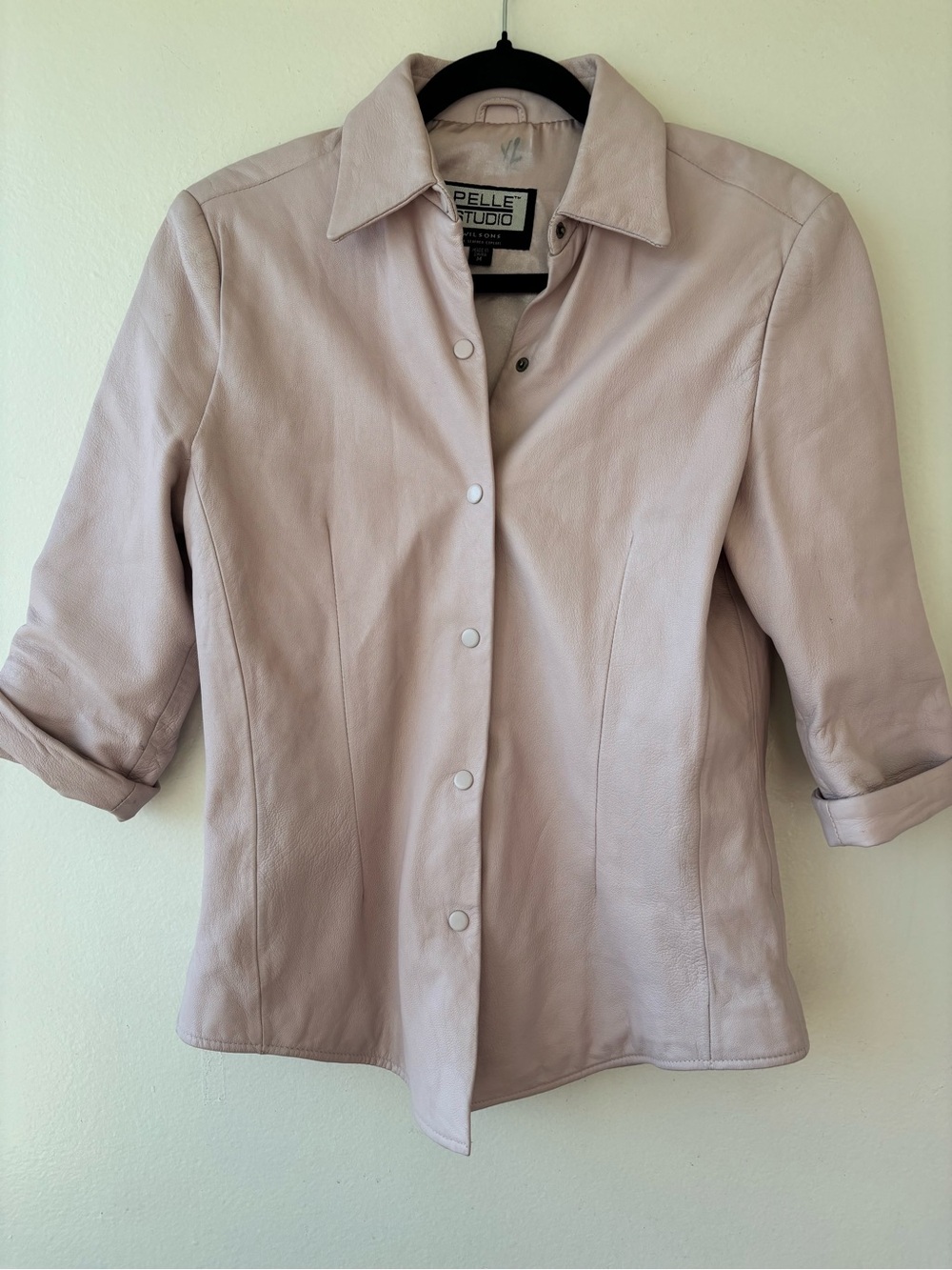 Wilson Pale Pink Leather Shirt Jacket